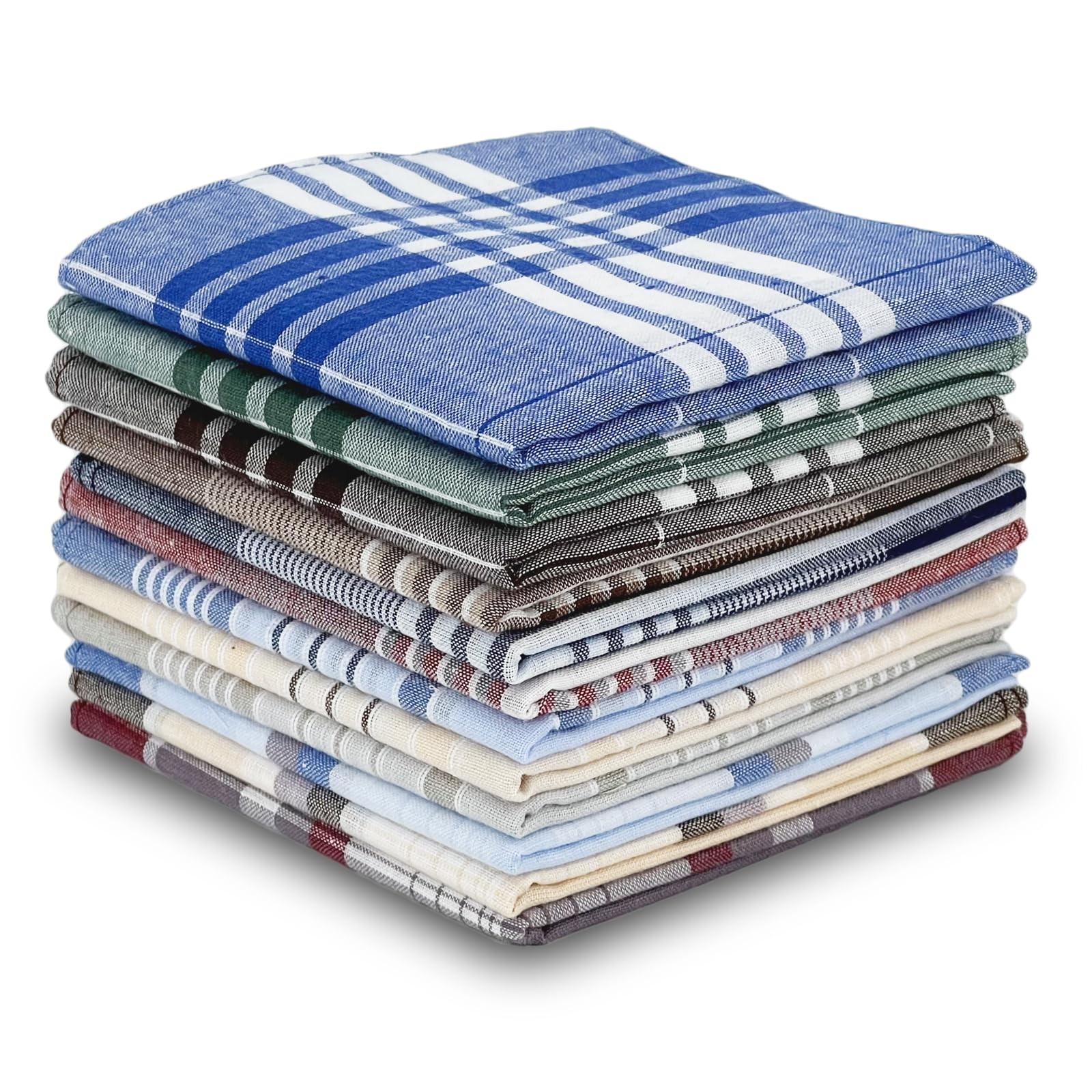 ZGZUN 12 Pack Men’s Handkerchiefs 100% Cotton 16in x 16in, 12 Color
