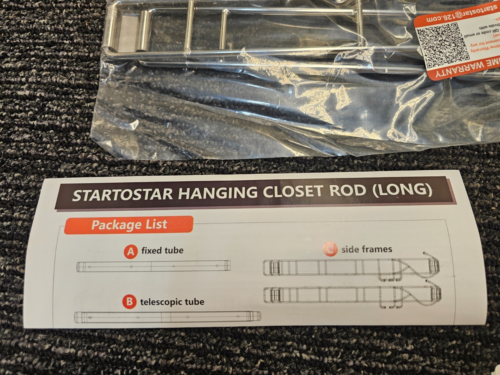(QTY 2) Startostar Hanging Closet Rod Long Space Saving Chrome Adjustable