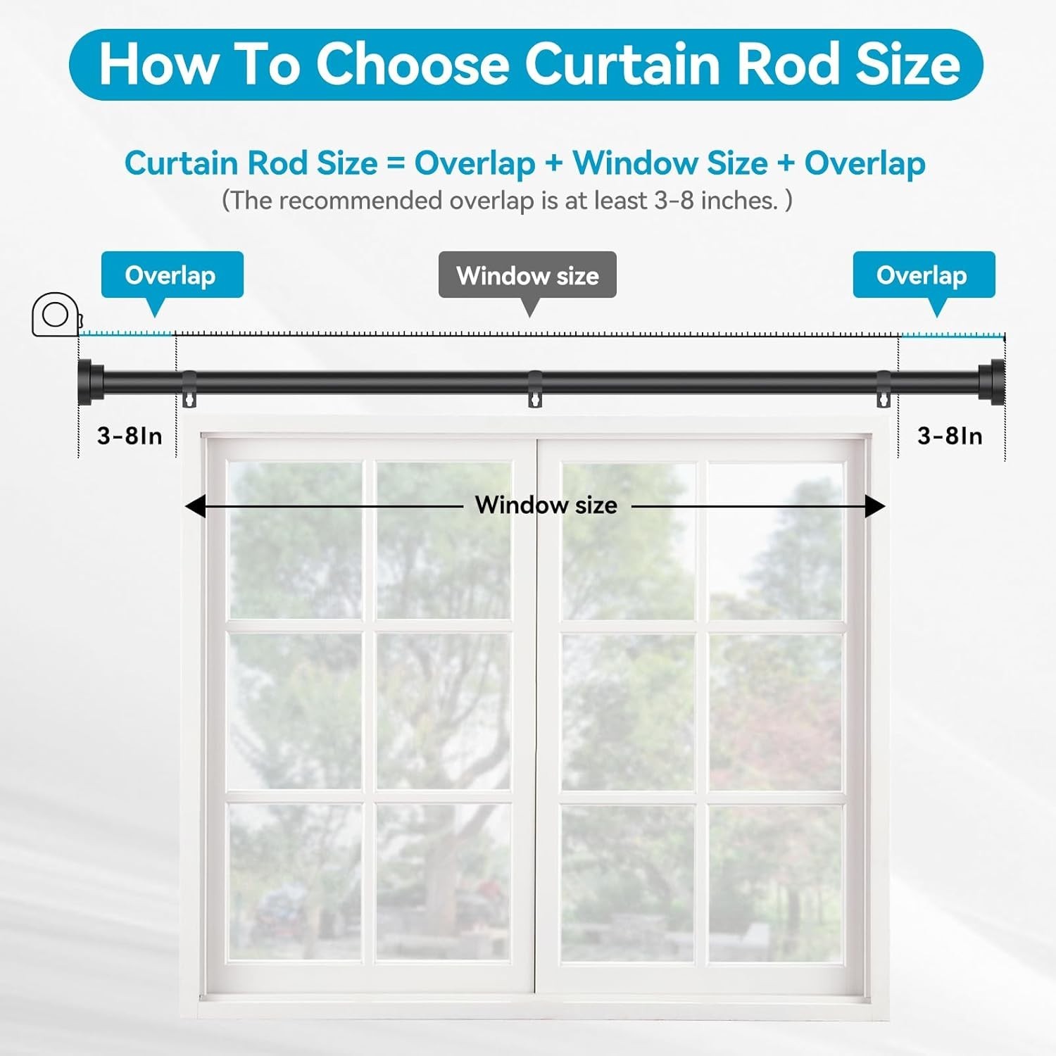 Black Curtain Rods for Windows 28 to 48 Inch, 5/8″ Diameter Heavy Duty Metal …