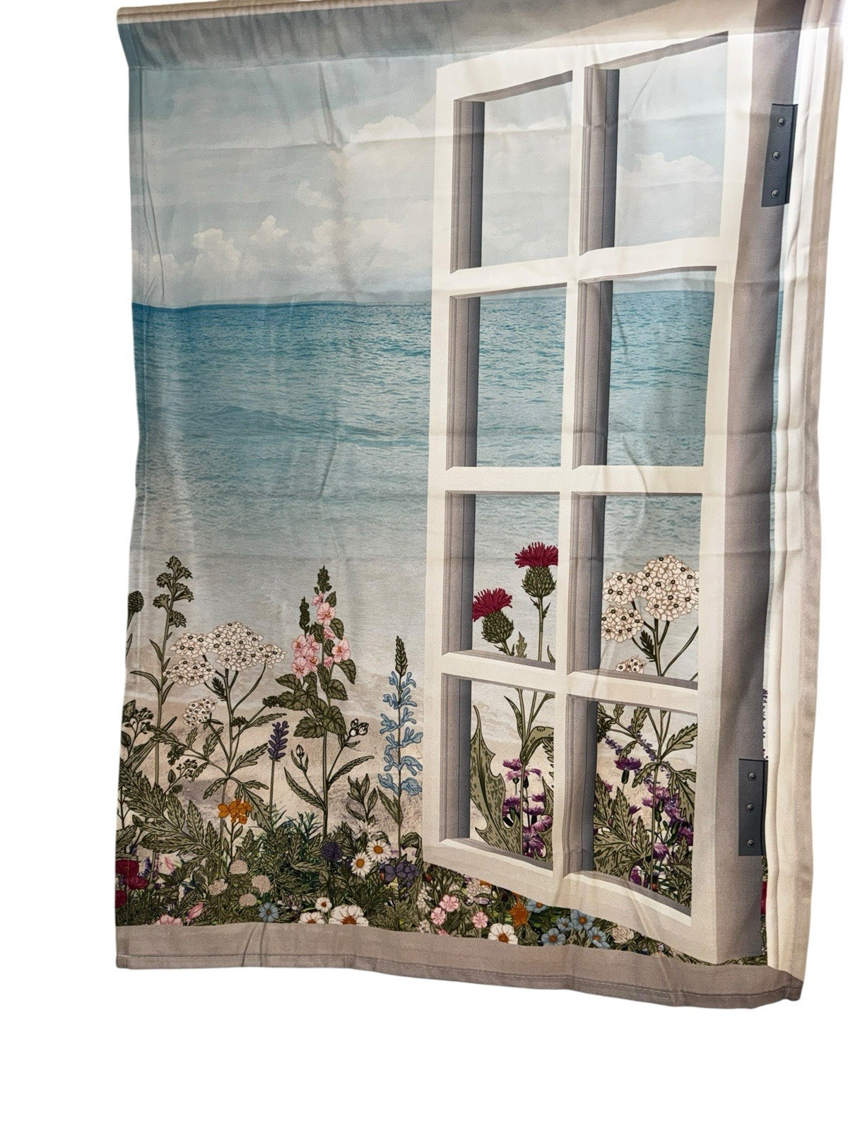 Coastal Beach Cloth Bathroom Window Curtain Panels Set of 2 Ocean View 35×27