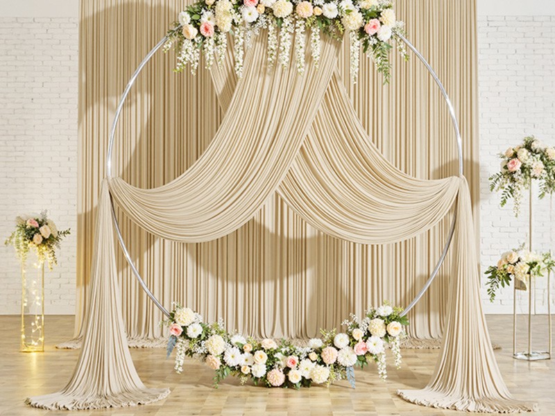 40 ft×20 ft Beige Ceiling Curtain Drapes for Weddings Parties,Wrinkle Polyester