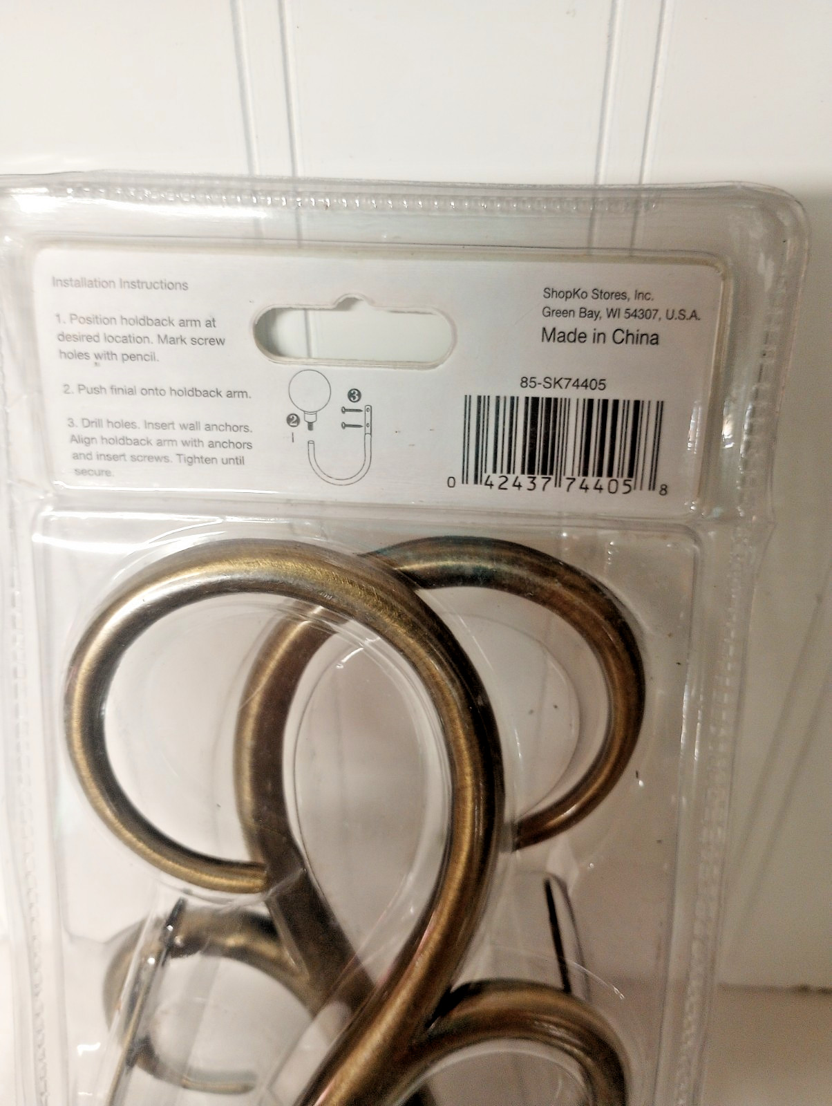 NEW NORTHCREST HOME CURTAIN HOLDBACKS WALL HOOKS/STAY MOUNTING HARDWARE INCLUDED