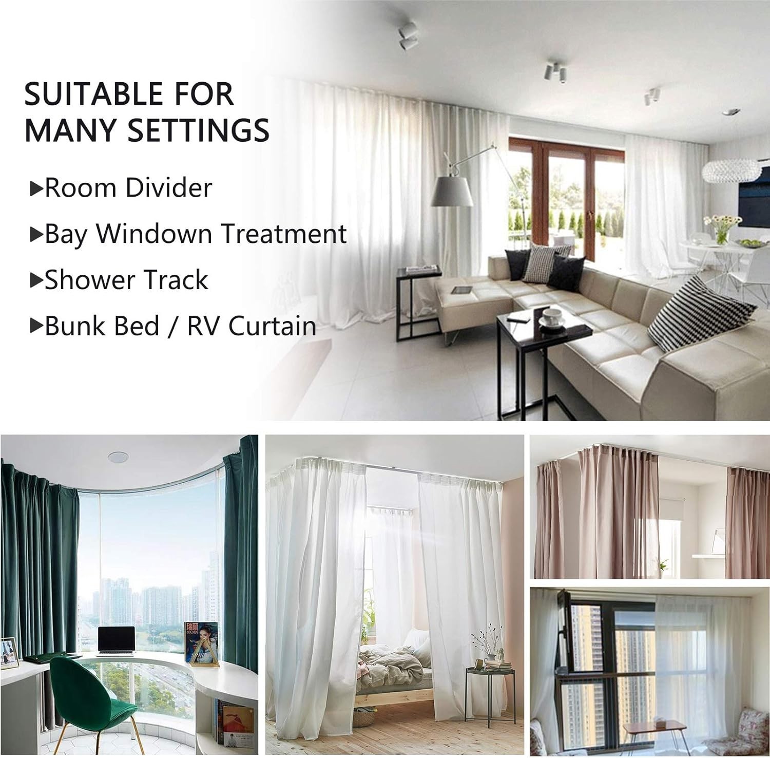 Flexible 16ft Ceiling Curtain Track System