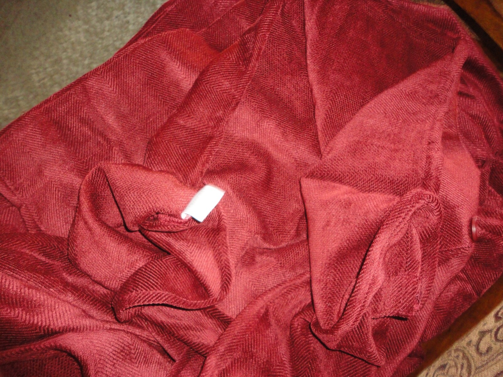 CROSCILL CHEVRON CHENILLE CLARET RED (PAIR) CURTAINS PANELS RAYON BLEND 44 X 84