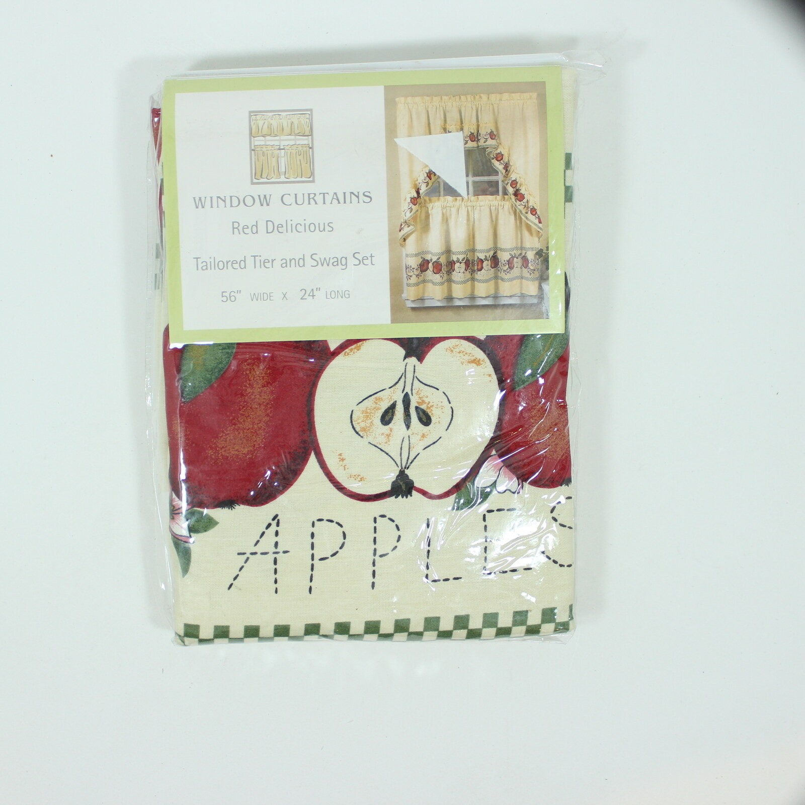 CHF Red Delicious 3-Pc Café Tier & Valance Set Rod Pocket 56″x24″ Red