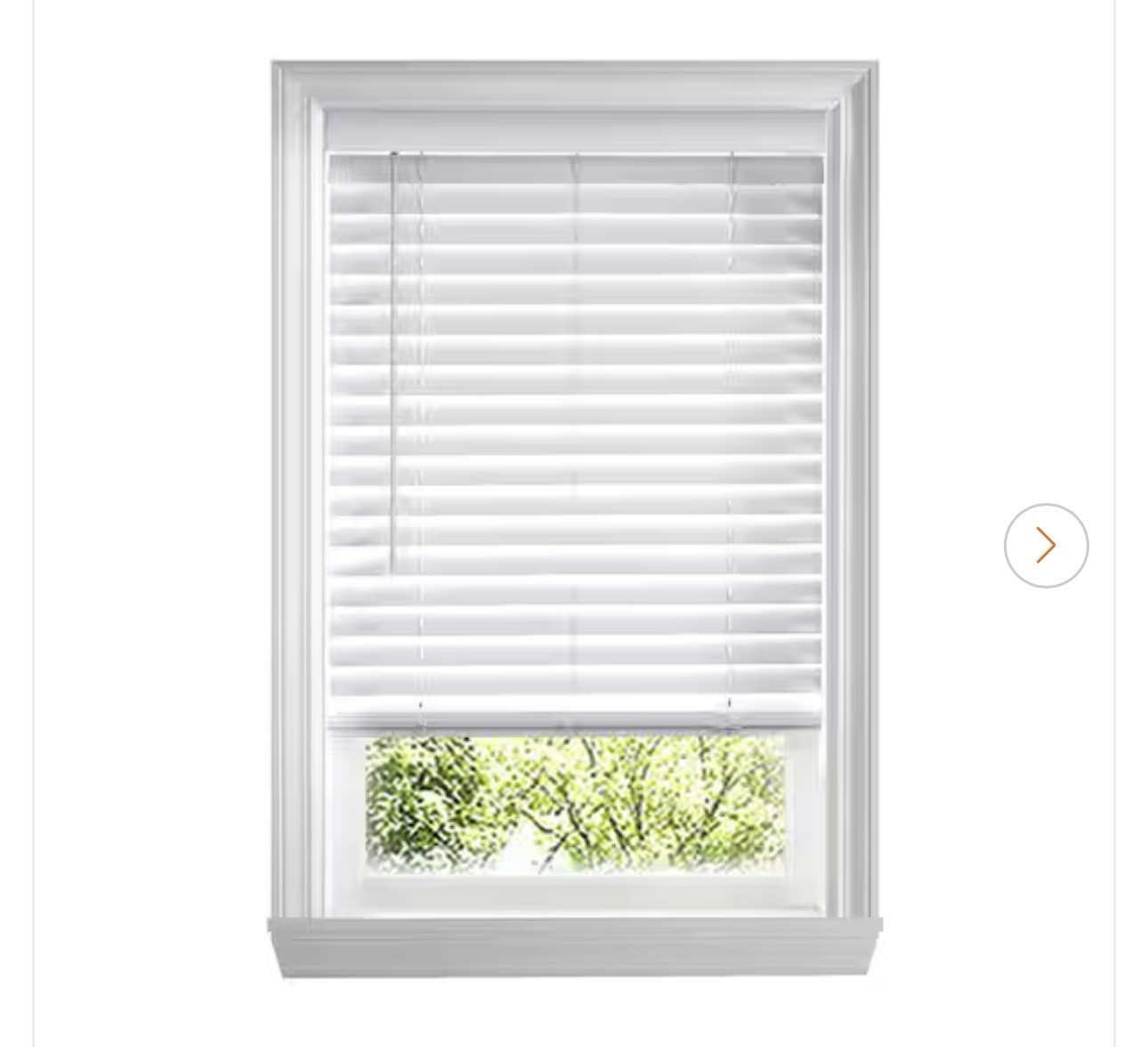 Home Depot 36.5×48″ White Cordless Faux Wood Blind with 2″ planks