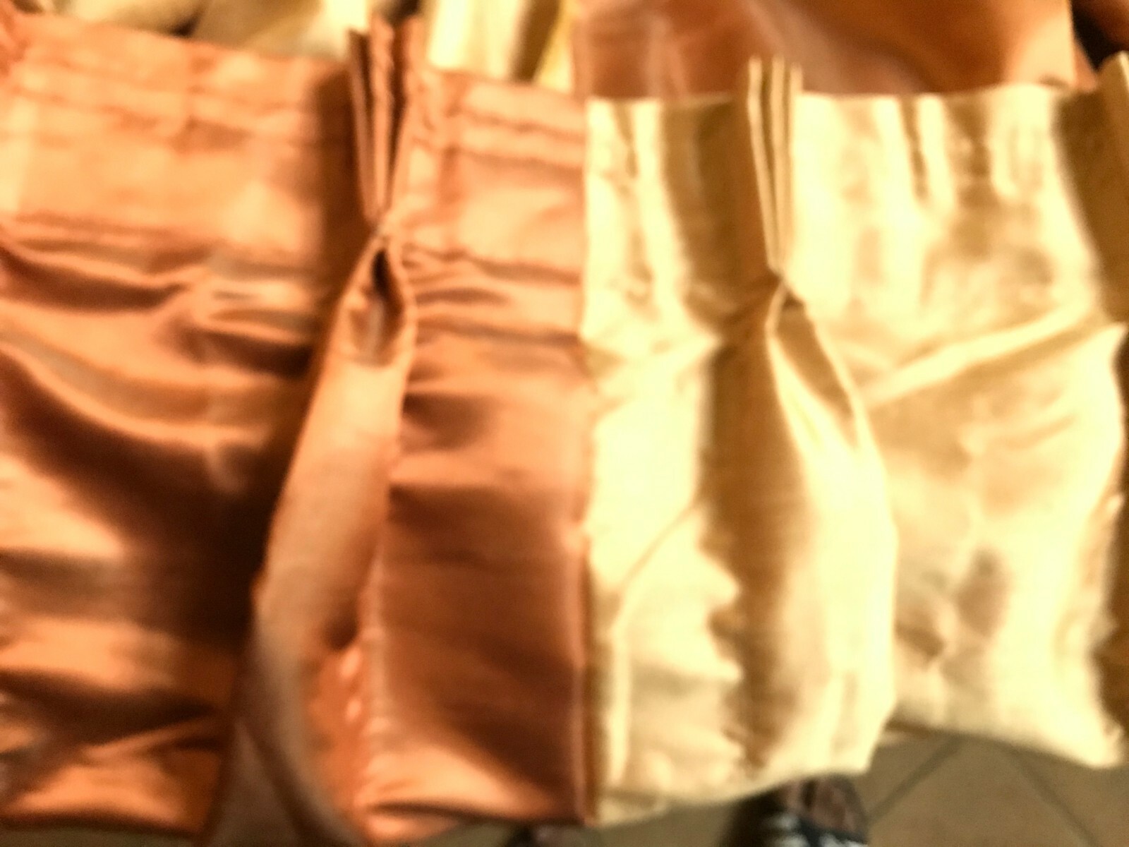 NEW CUSTOM MADE GOLD/RUST PLEATED SILK BLEND CURTAIN PANEL-FREE S&H