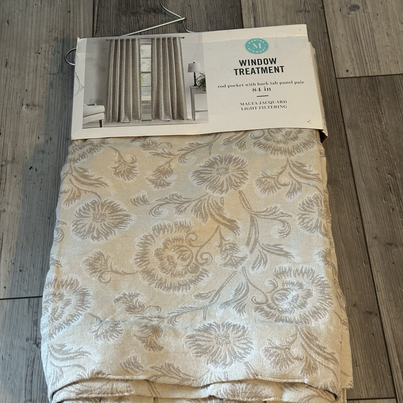 Martha Stewart Rod Pocket With Back Tab Panel Malta Jacquard 2 Panels 37×84 New