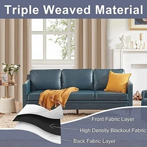 Blackout Curtains for Bedroom– Thermal 42″W x 63″L (Pack of 2) Beige