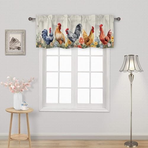 Chicken Rooster Window Valances Farmhouse 54″W x 18″L (Pack of 1) Chicken-2