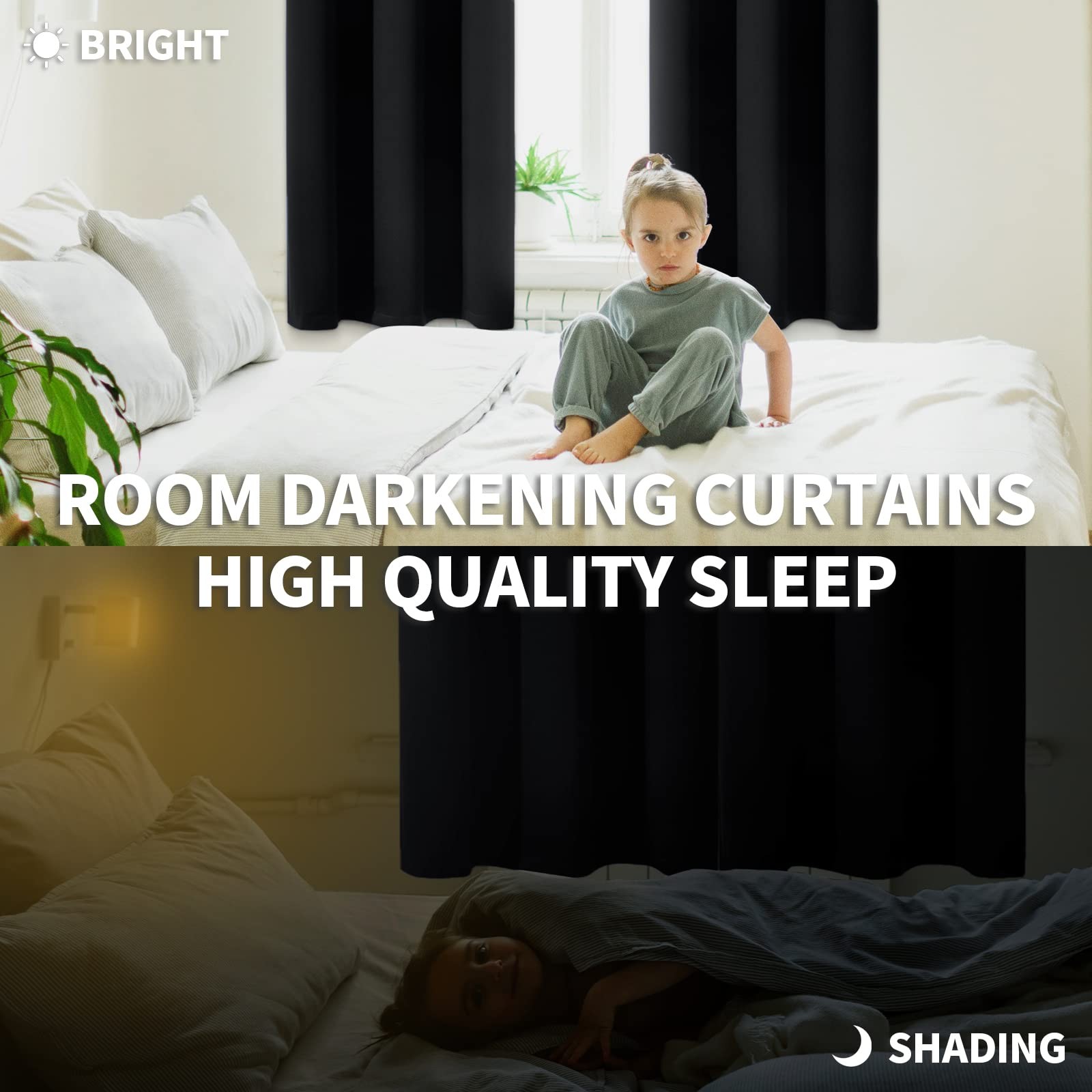 BGment Black Out Curtains 54 Inches Long for Bedroom – Rod Pocket Thermal Insula
