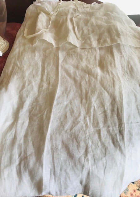 Pottery Barn Voile Valence Drapes Sheer Set 2 White 50x 84 Linen Tie Top Rare