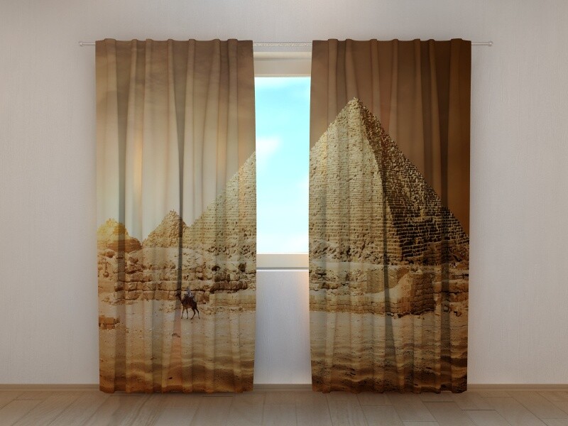 3D Lux Curtain Printed Egyptian Pyramids camel image by Wellmira Made to Measure