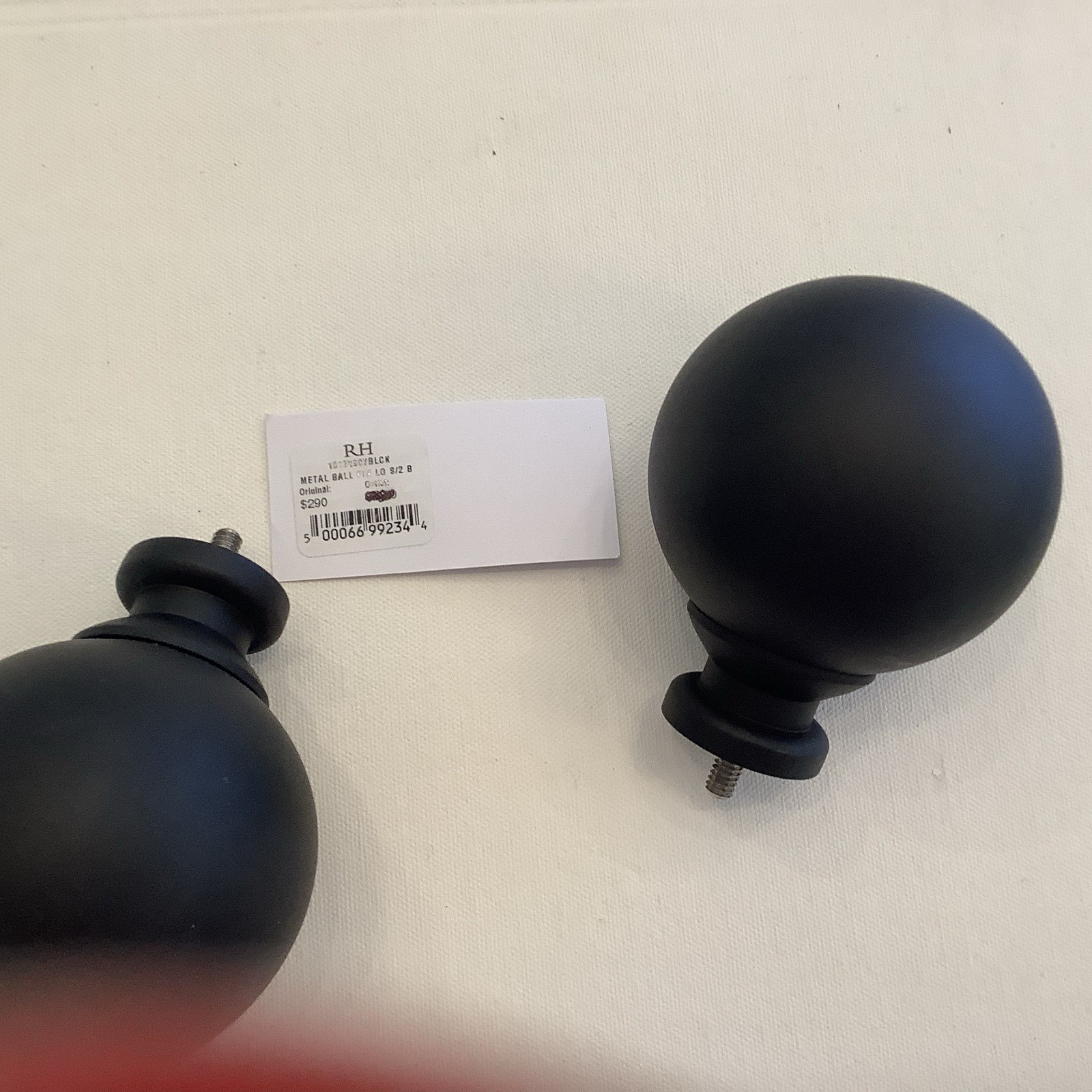 RH Restoration Hardware Easton Solid Brass Ball Finials Large Set of 2pc Black