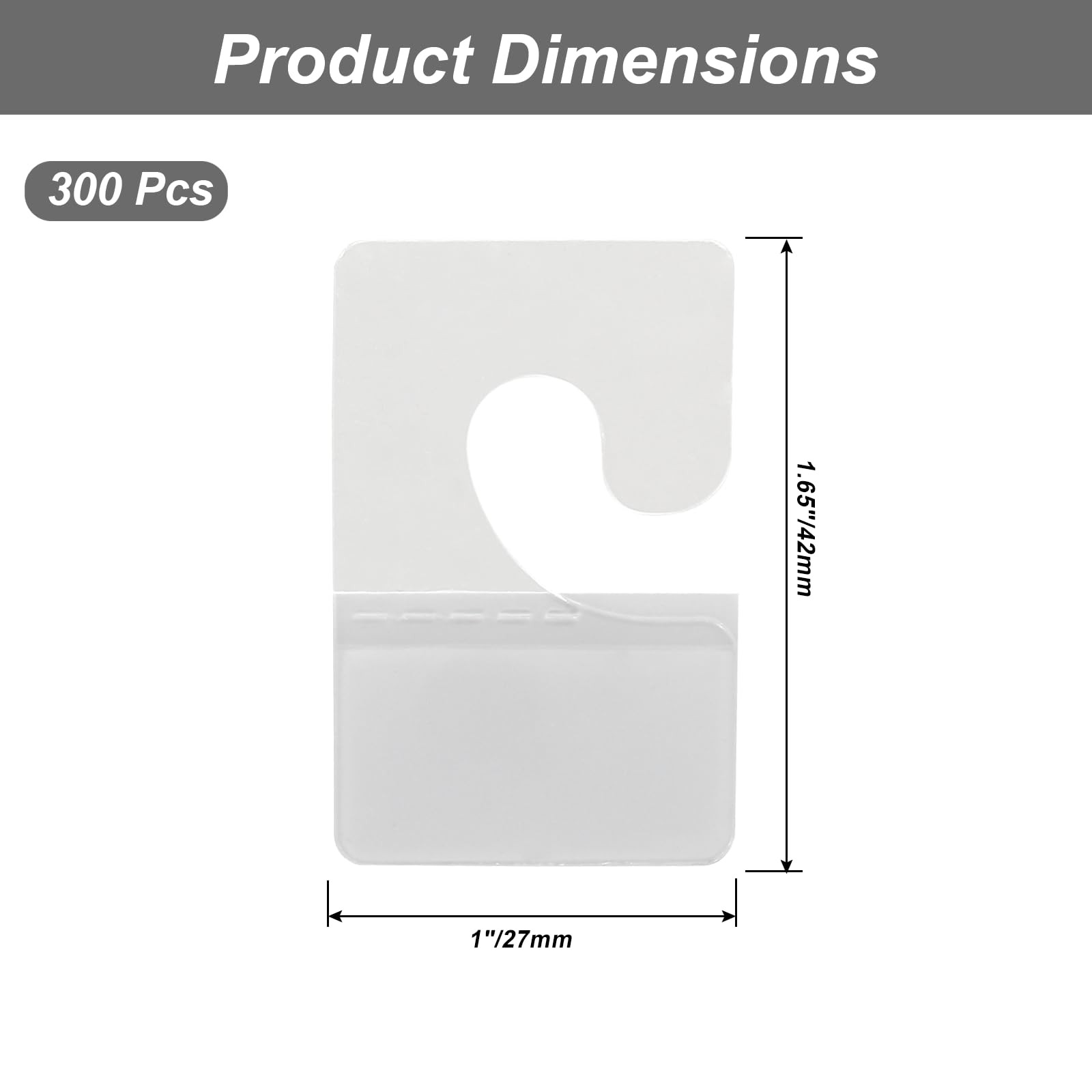 Rierdge 300Pcs Clear Plastic Self Adhesive Hang Tags 1.65 x 1 inches,