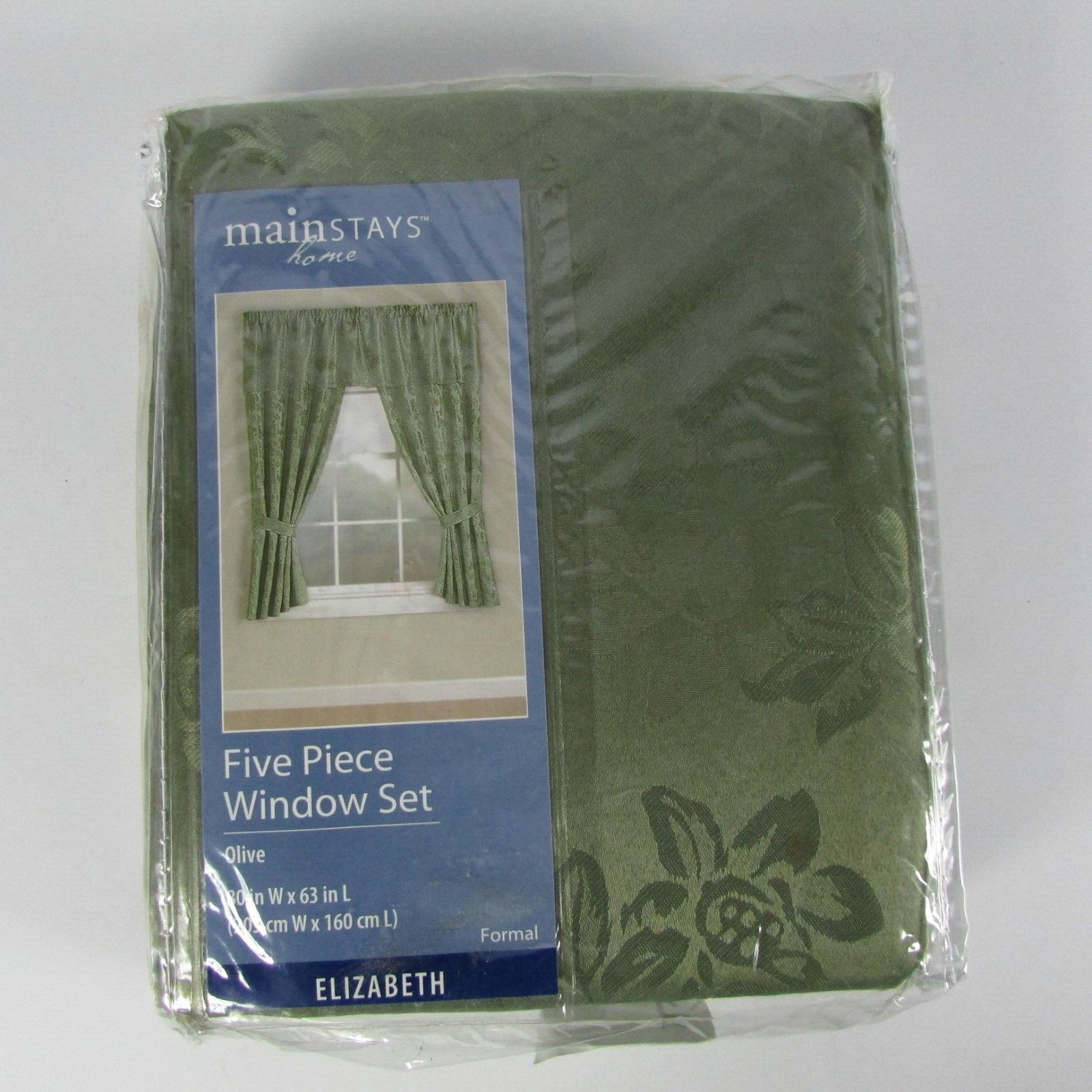 Mainstay Home Complete 5 Pc Window Set Elizabeth Olive 80”W X 63”L