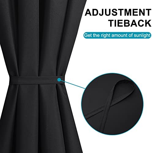 French Door Curtains for Small Window, Rod 52″W x 40″L (Pack of 1) Black