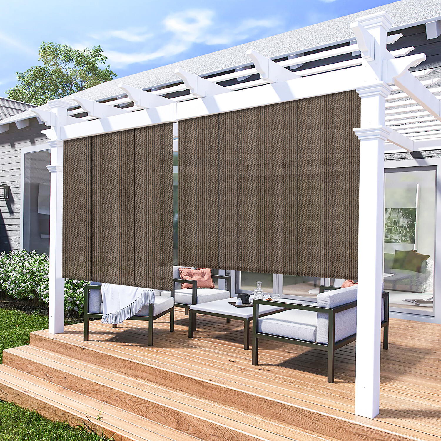 Roll Up Shade Roller Shade UV Blind Screen for Outdoor Patio Porch Deck Gazebo