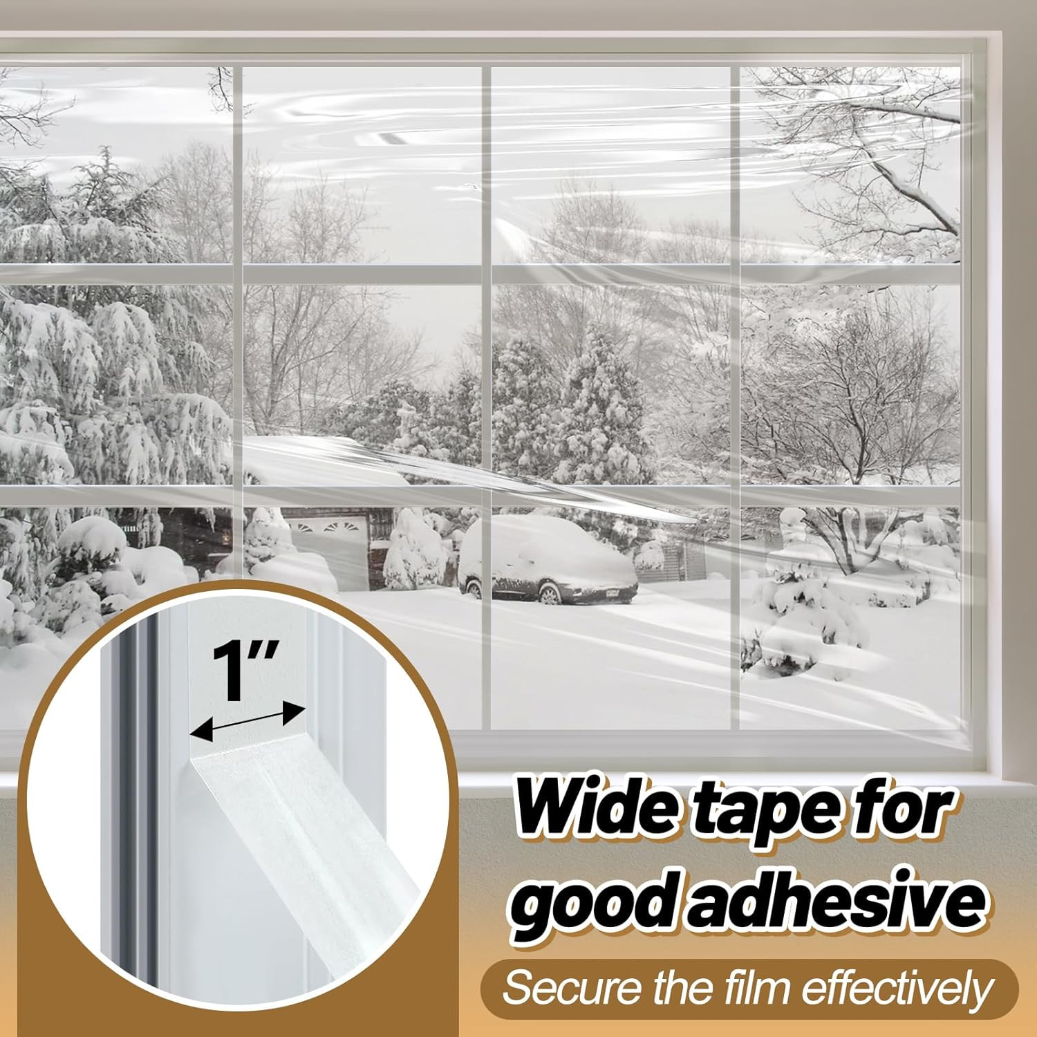62×236In Window Insulation Kit for Winter- Thicken Indoor 5-Window Plastic for W