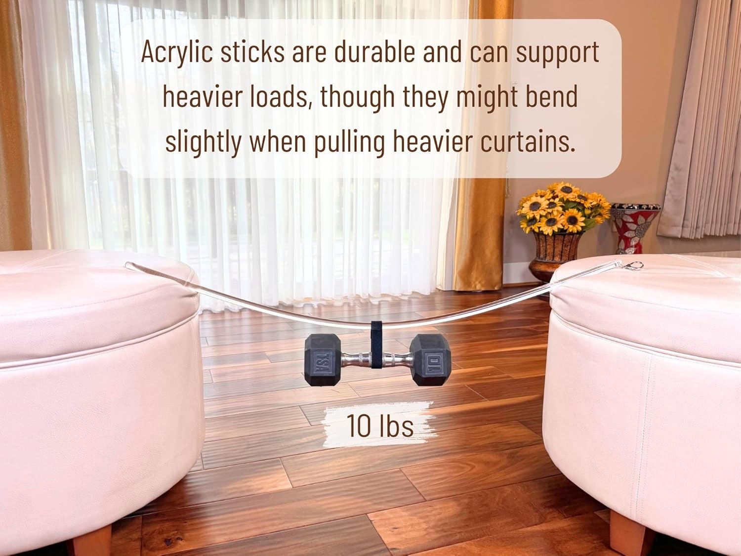 NEW 36 Inch Curtain Pull Wand Acrylic Clear Drapery Rod Steel Cap 4 Pack