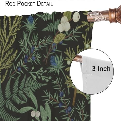 Vintage Botanical Curtain, Rustic Farmhouse Plant Green Nature Theme Window T…