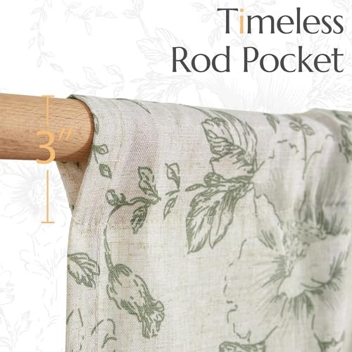 Tie Up Valance Floral 42″W x 45″L (Pack of 1) Alice | Sage Green on Linen