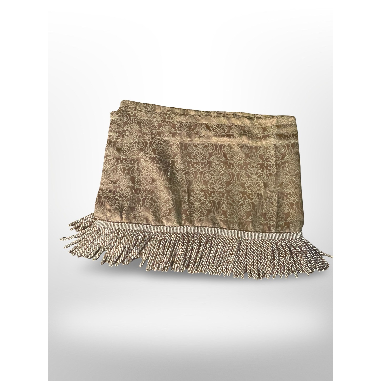 JCP Home Jacquard Valance Valance Fringe Brown Damask Window Treatment 80×16