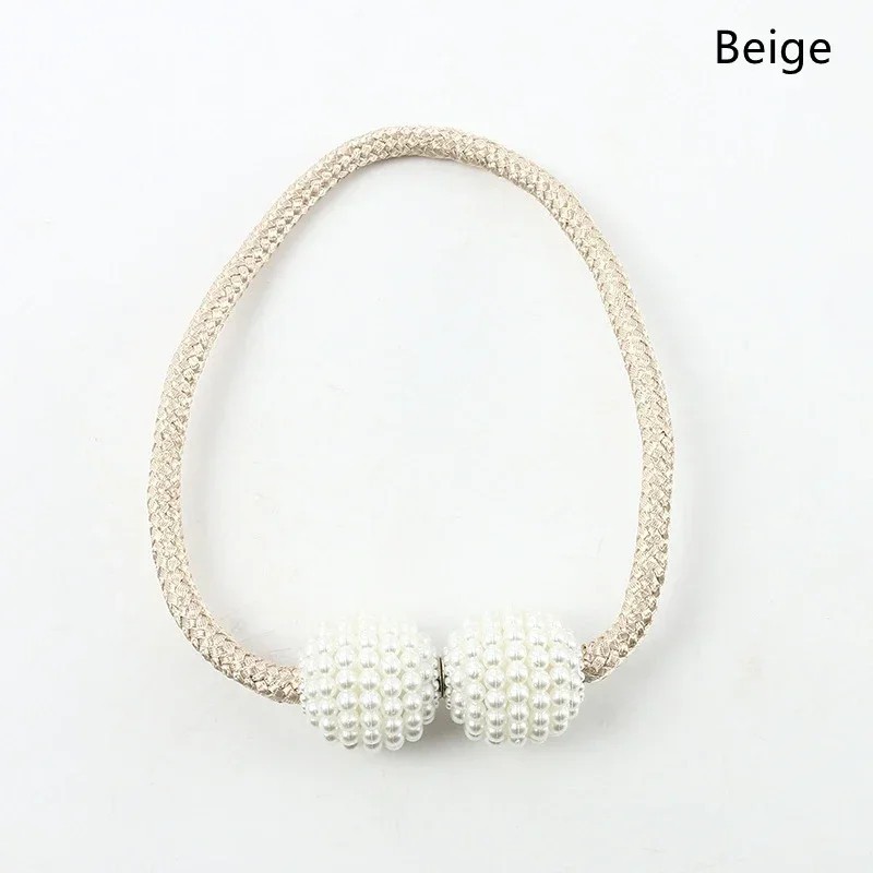 1-2PCS Magnetic Pearl Curtain Tiebacks Curtain Holders Rope Tie Back Clips Decor