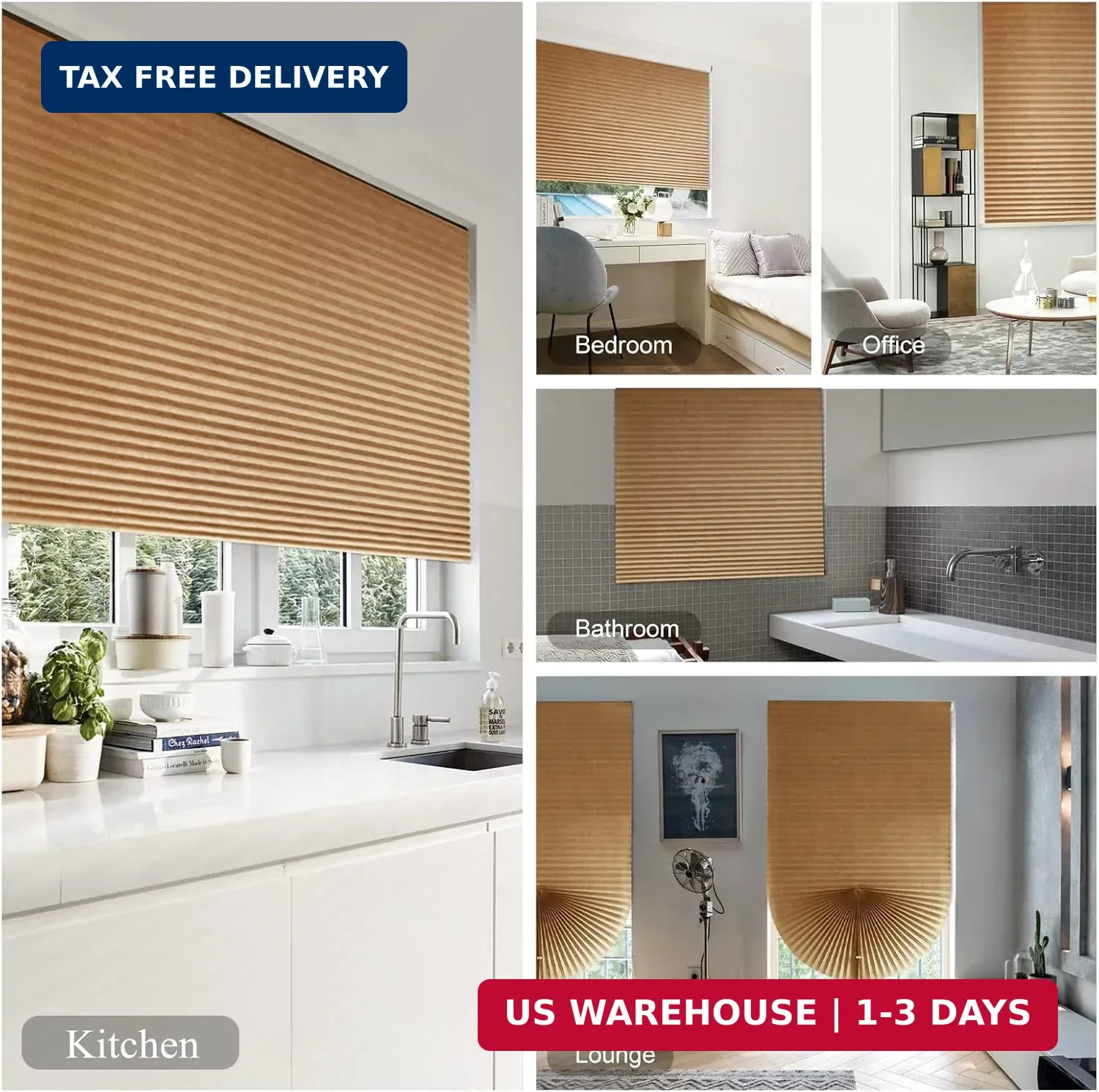 MALOKI Pleated Window Shades,Temporary Window Blinds Cordless Light Filtering Pl