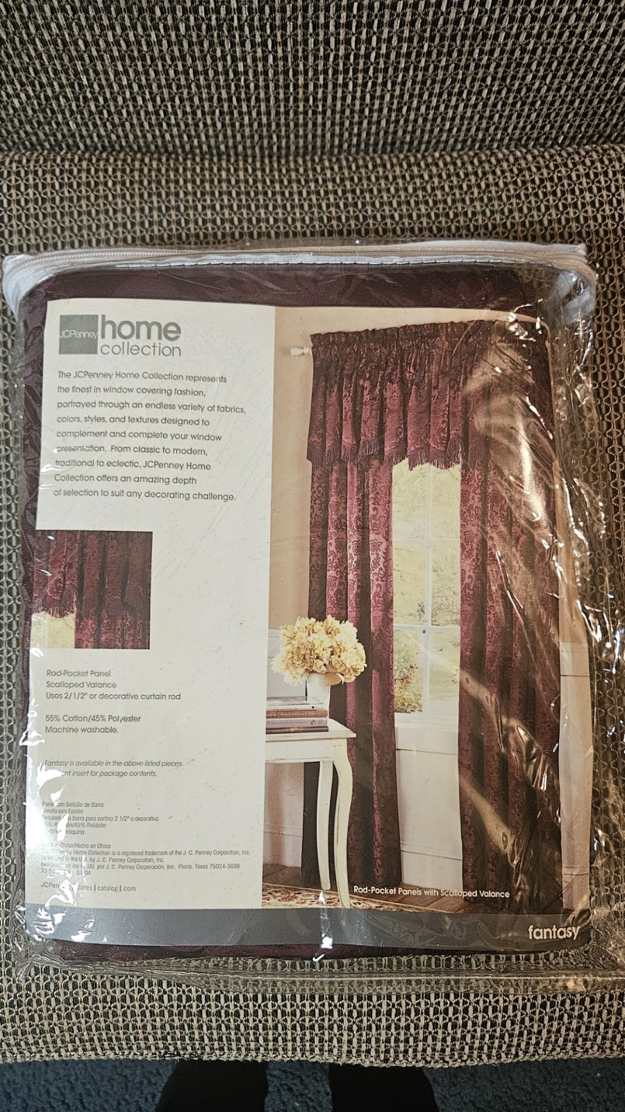 JCPenny Home Collection SET of 2 Wave Scalloped Valance Burgandy 54in x 20in NEW