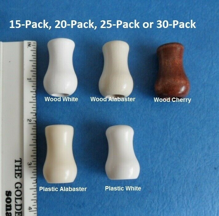 Cord Wood Plastic Tassel Drops Pull End for Blinds Shades White Alabaster Cherry