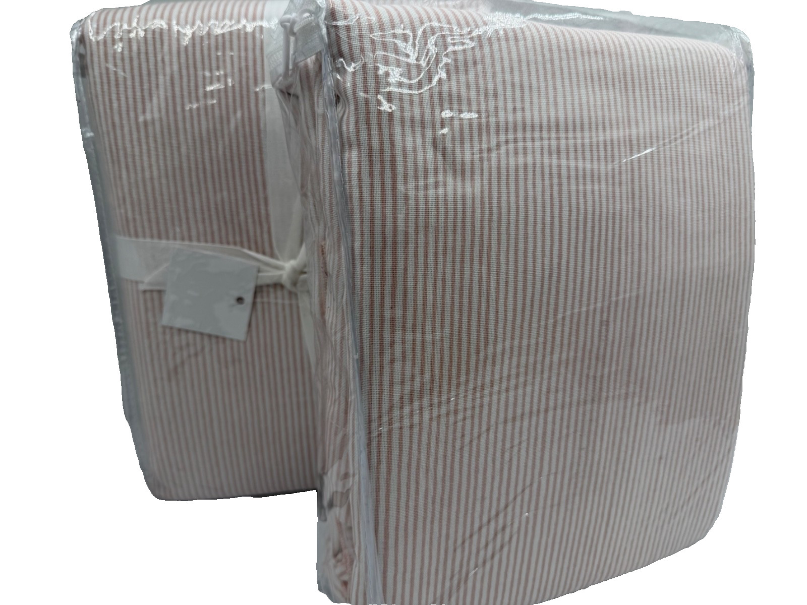 New West Elm Pinstripe Ruffle Blackout Drapes 48″ x 108′ ~Soft Pink~ Set of 2