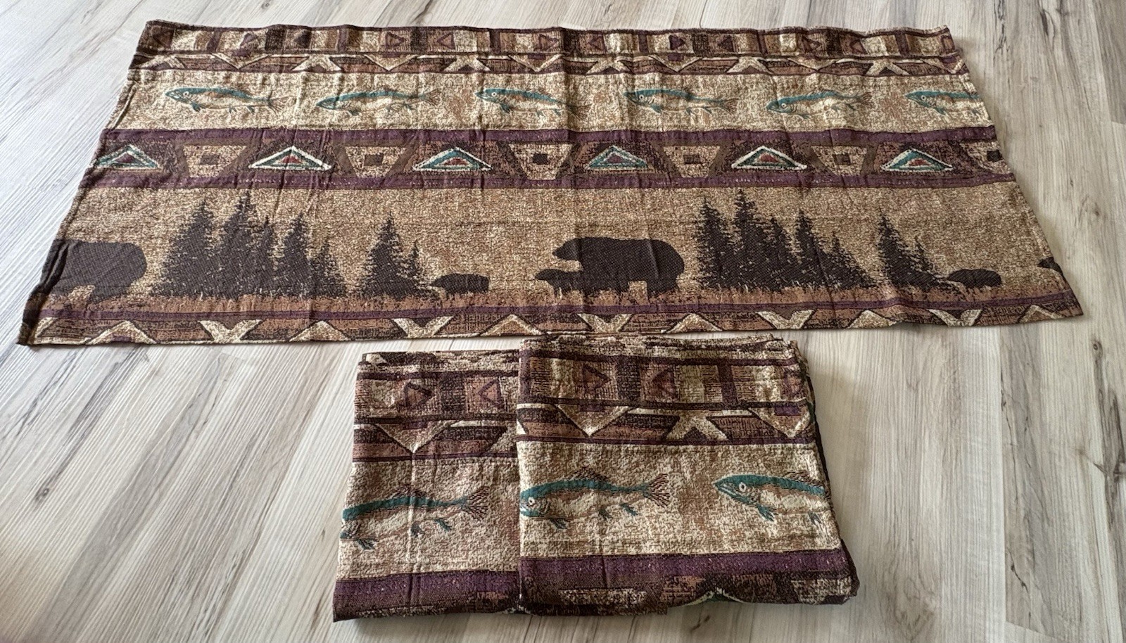 (3) Croscill Bear Mountain Unlined Tailored Valances 54×22 Inches