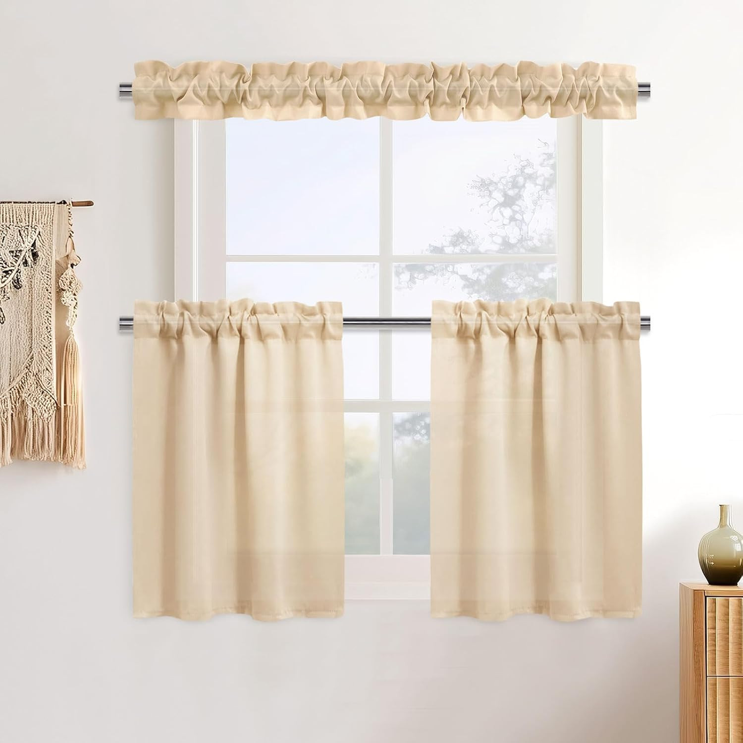 Sleeve Topper with Top Bottom Ruffle Sleeves Valances Home Décor Window Treatmen