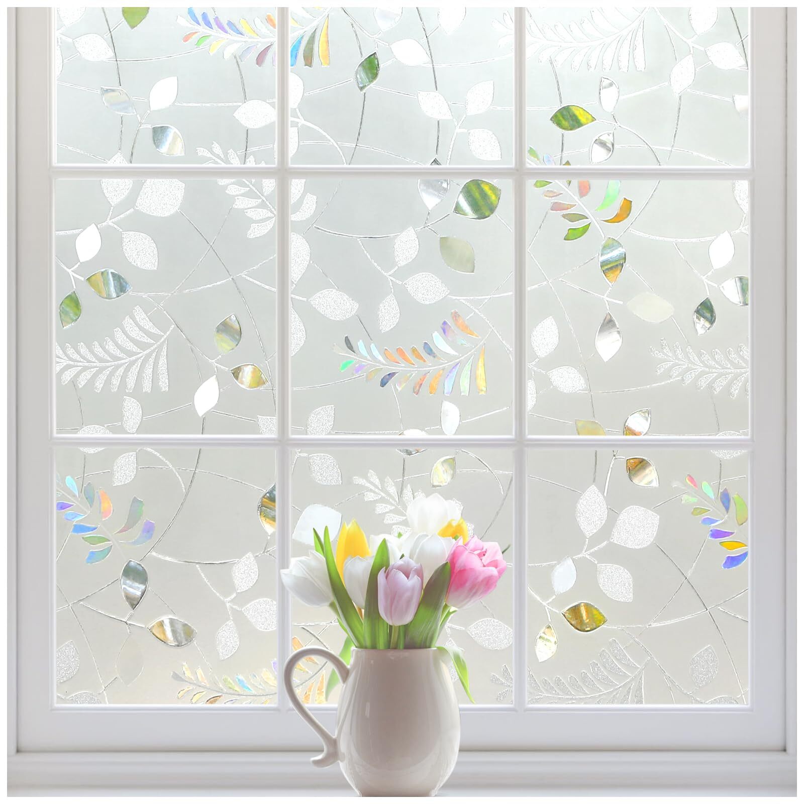 rabbitgoo Window Privacy Film Frosted Sticker Autumn Leaf Decorative Stained
