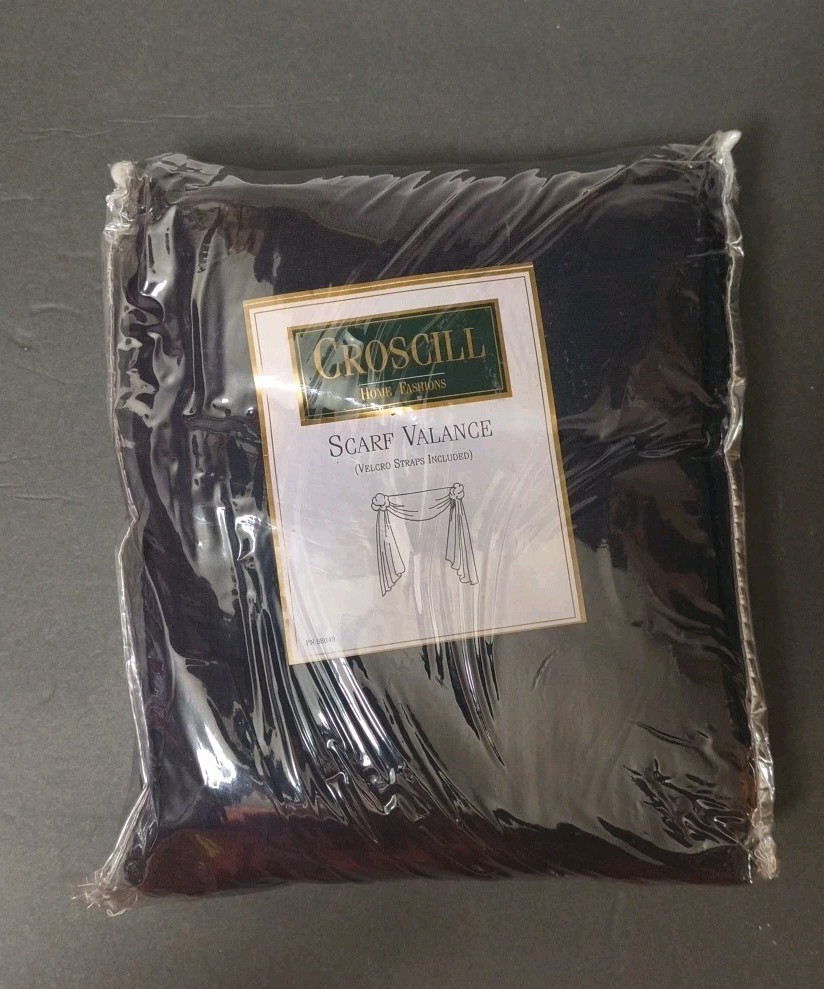 JCPenny Croscill Classics 3 Black Scarf Valances 45″ W X 216″ L NEW SEAL