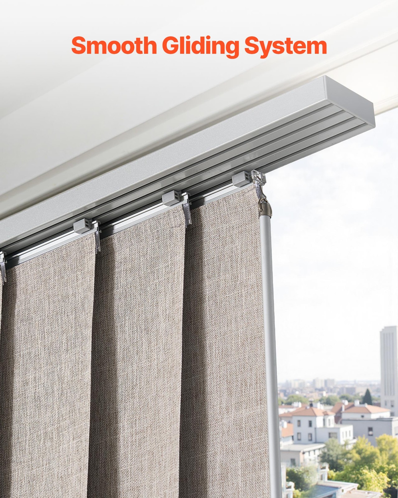 VEVOR Panel Track Blinds Extendable Track from 45.8 in to 86 in W Trimmable