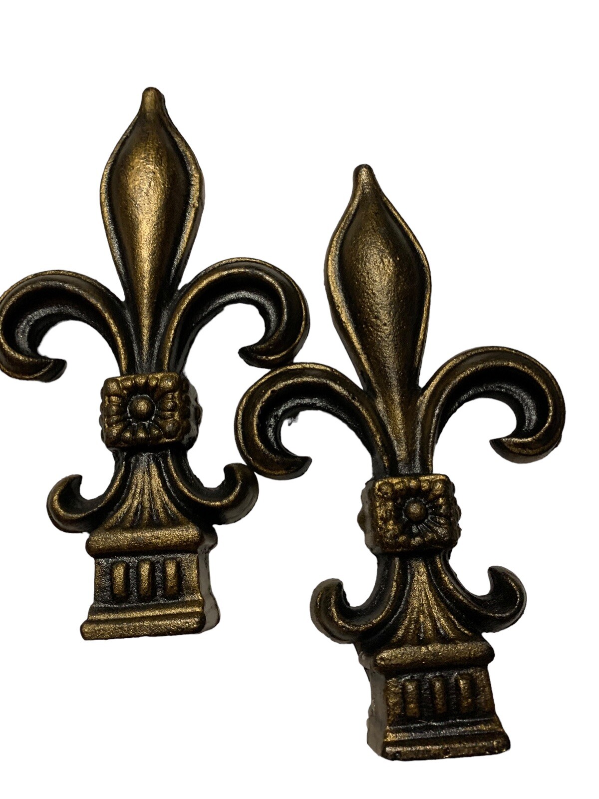 Cast Iron Finials 9” X 5” X 1.5” Black Curtain Rod Square Endcap 1 1/8” Inside