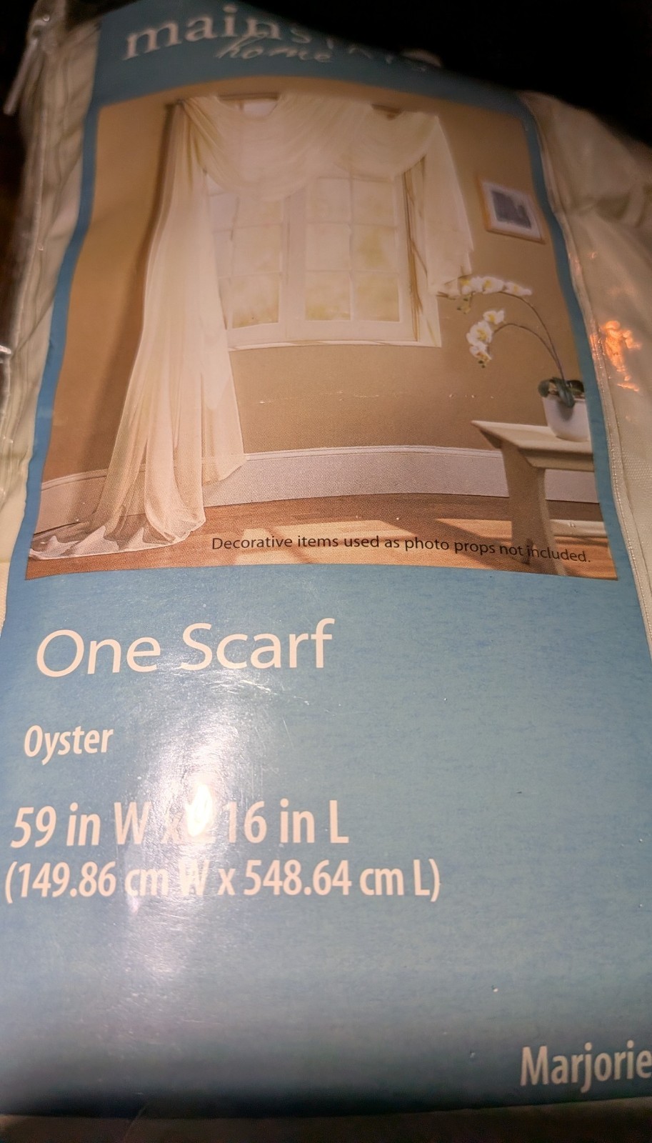 Marjorie in Oyster — Elegant Sheer Window Scarf – 216″ (L) x 59″ (W)