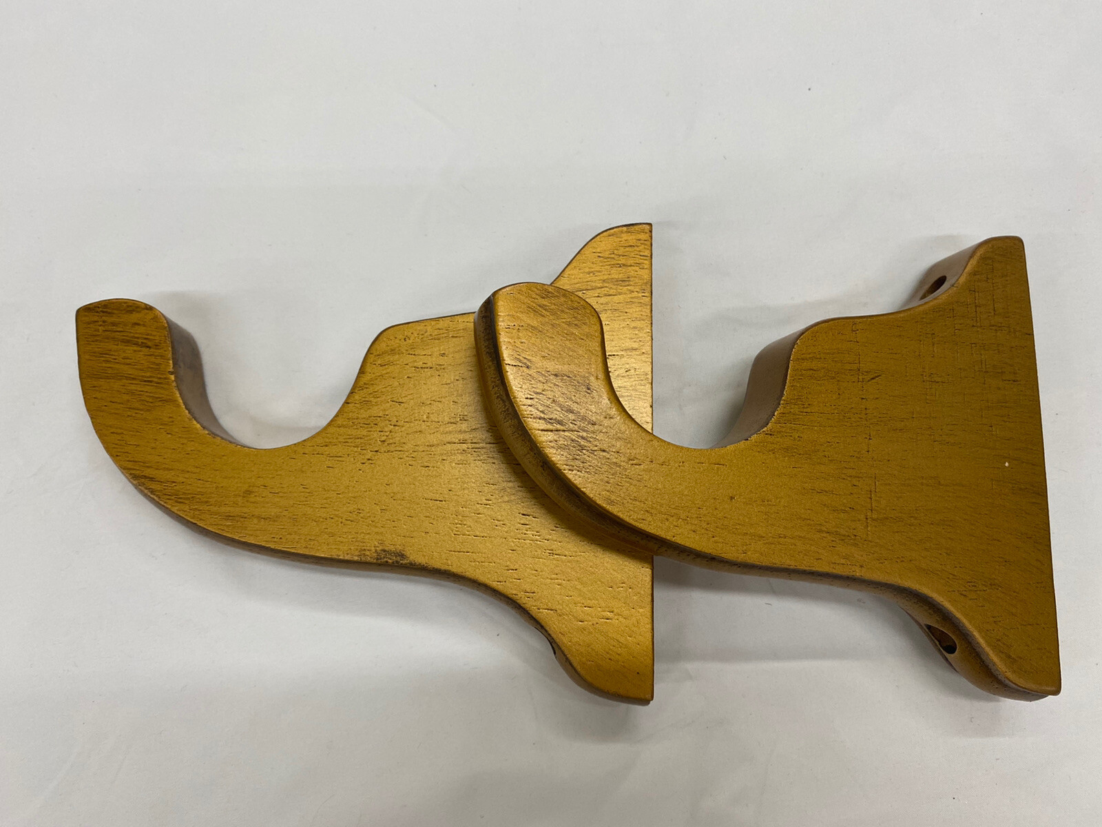 (2x) – 2” Hole Wood Rod Holder Bracket Drapery Hardware – Gold