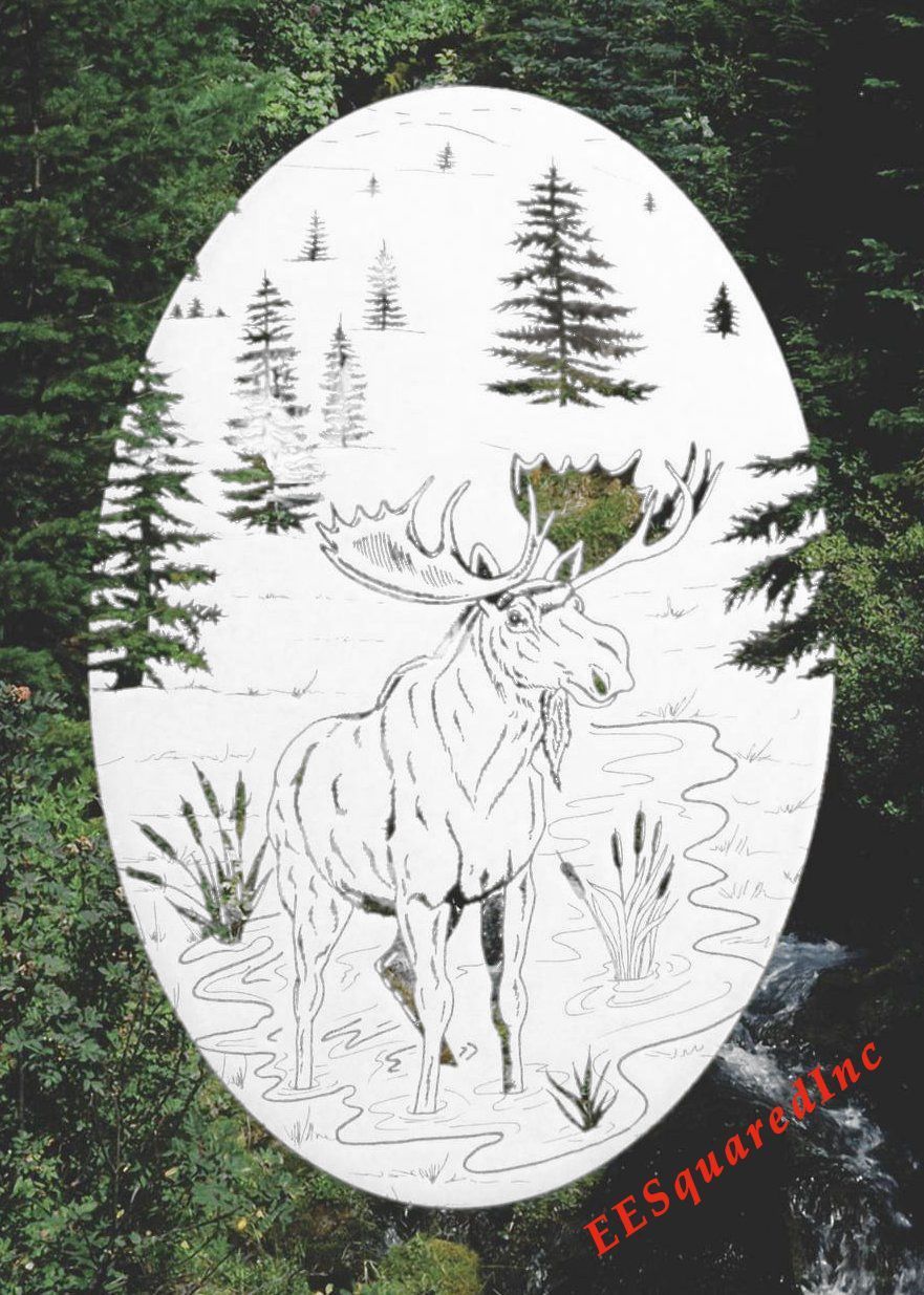 Moose Static Cling Window Decal OVAL 21×33 Western Decor for Sliding Glass Doors