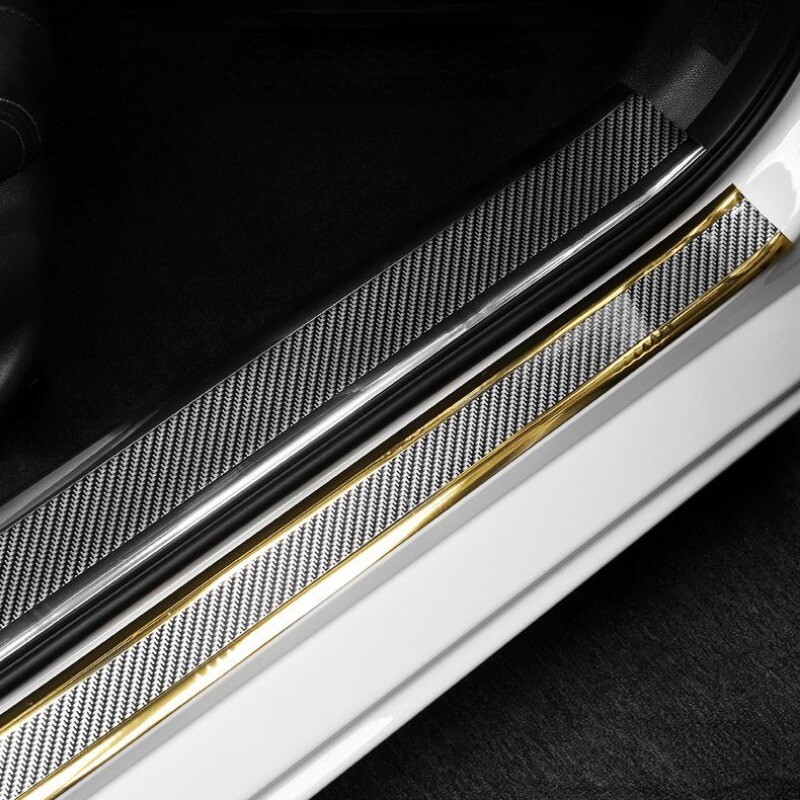 1m DIY Car Sticker Carbon Fiber Rubber Door Sill Protector Anti Scratch Strip