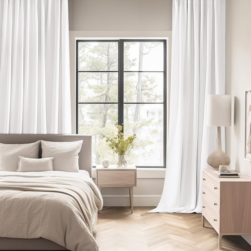 Stylish 96 Inch Blackout Curtain Set in Pure White – Rod Pocket & Pinch Pleat