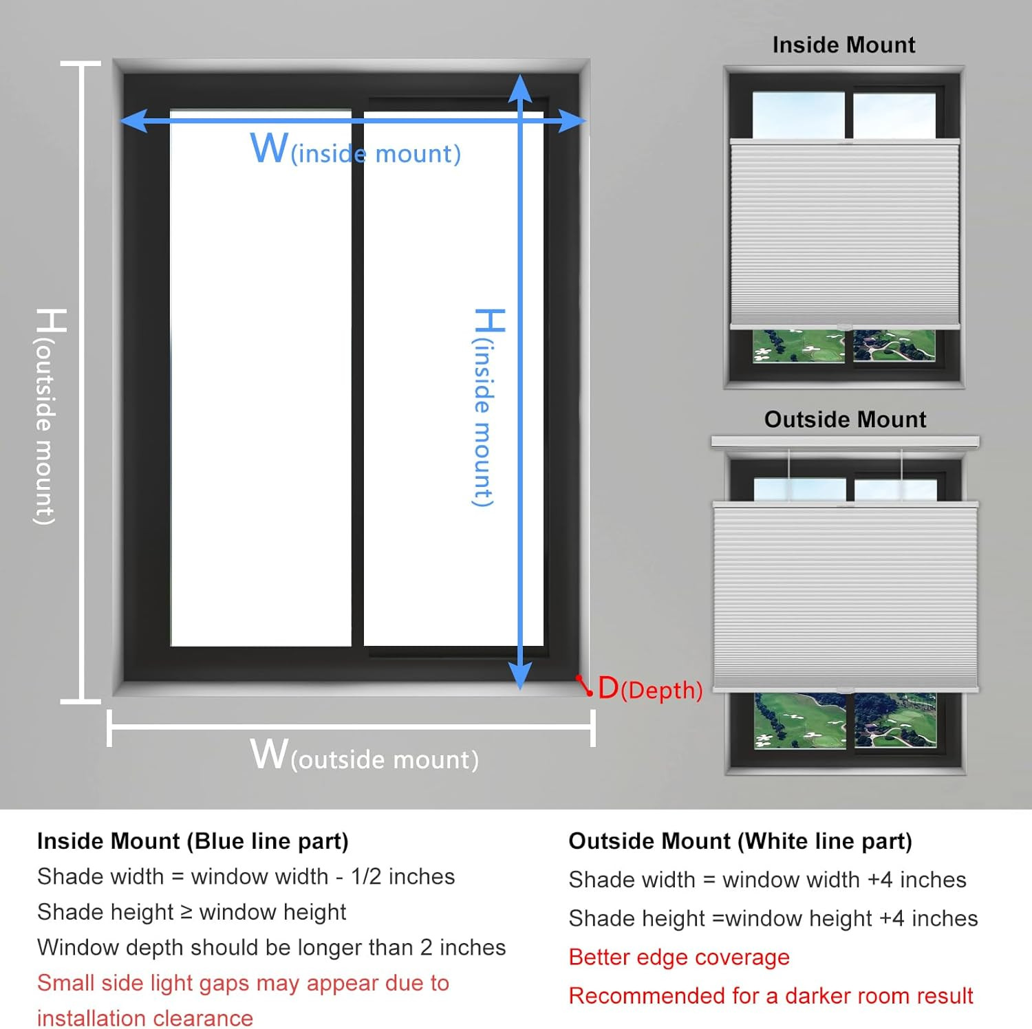 Cordless Blackout Cellular Shades, Top Down Bottom Up, 44″x72″, White