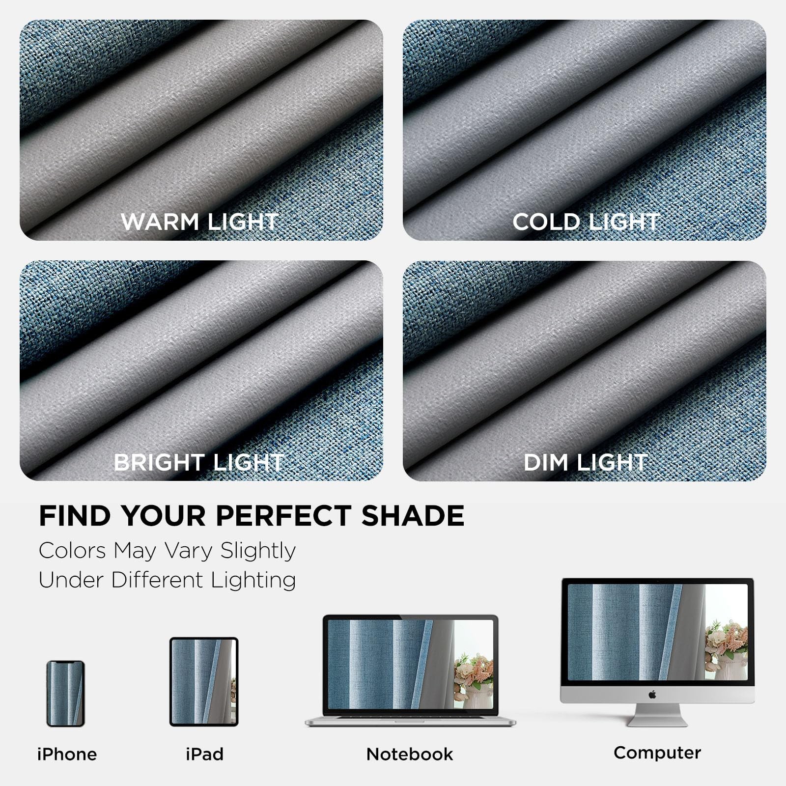 Light Blue Blackout Curtains 52W X 96L Pack Of 2 Energy Saving Thermal Insula…