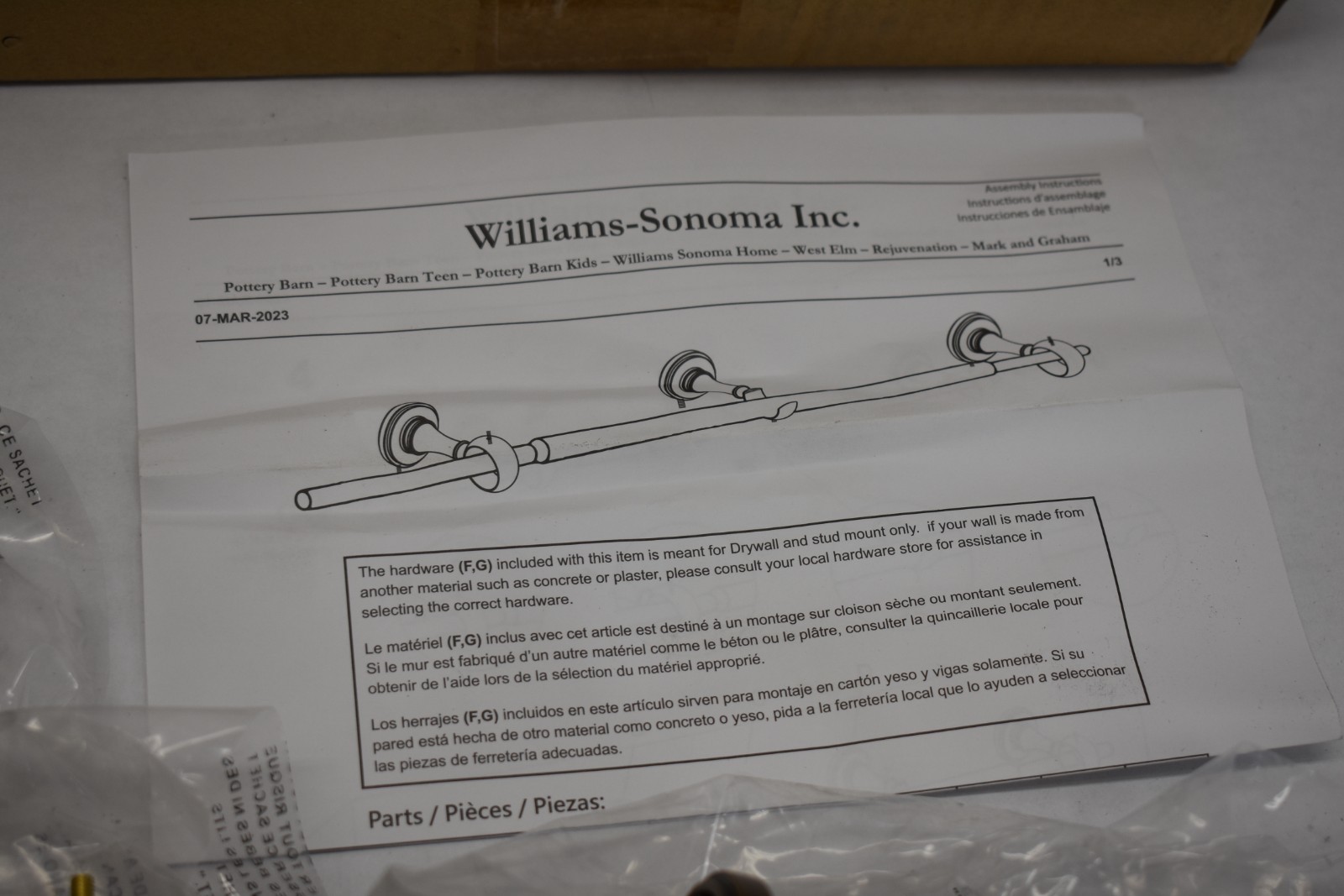 Williams Sonoma Curtain Bracket Assembly Hardware Kit Simple Barral Circle Brass