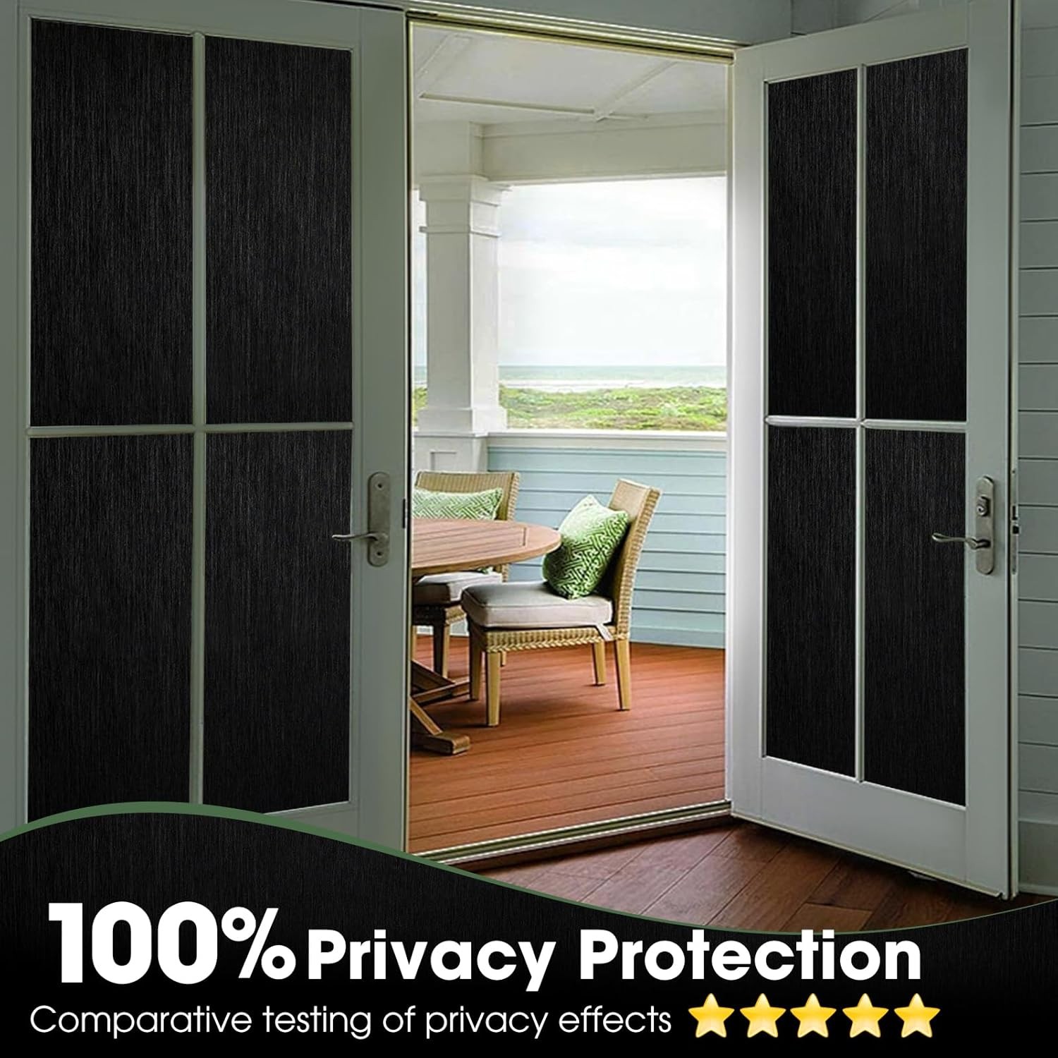 Blackout Window Privacy Film 100% Lighting Blocking Anti UV Removable Frosted