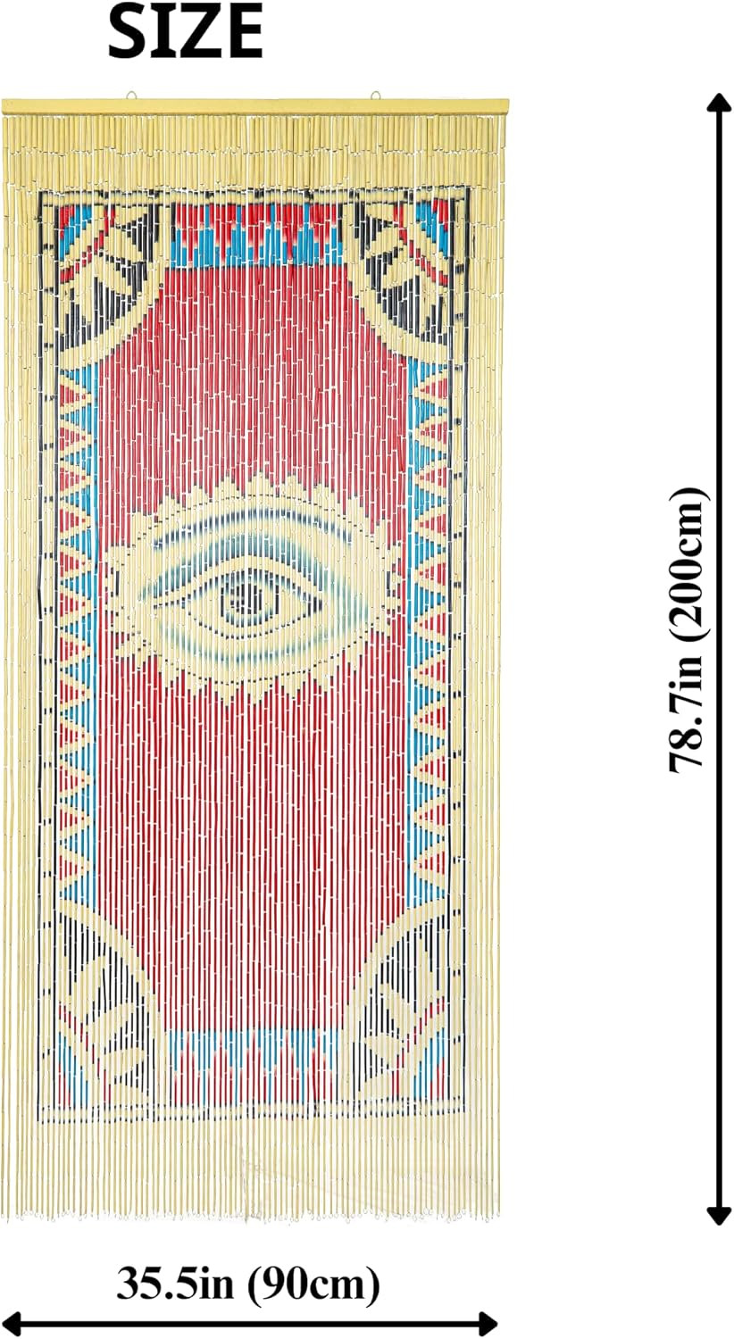 Beaded Curtain for Doorway, Bamboo Bead Door Curtain, Boho Evil Eye Decor, Hangi