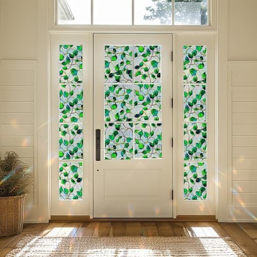 Rainbow Window Privacy Film,Heat Control,UV Blocking,Anti 17.5*78.5 Green&blue