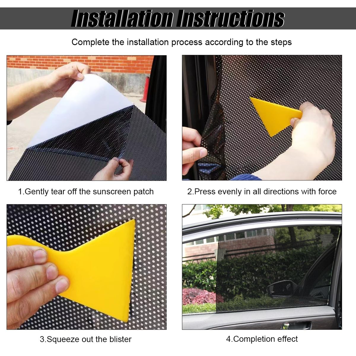ZIMISI 4PCS Car Side Window Sunshade, Block UV Rays 16.77 × 14.96 inch, Black